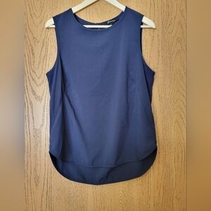 Forever 21 Navy Blue sleeveless keyhole back w/button closure blouse S